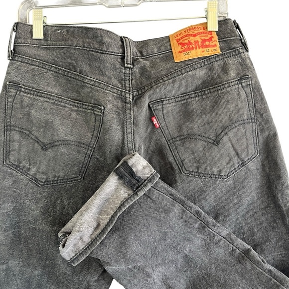 LEVI'S 501 White Oak Cone Denim Jeans Button Fly Grey Size 32 (altered) - Picture 2 of 12